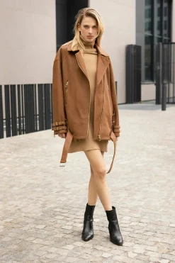Oversize biker leather jacket