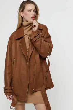 Oversize biker leather jacket