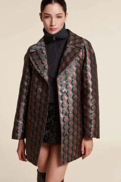 Padded coat with fur collar