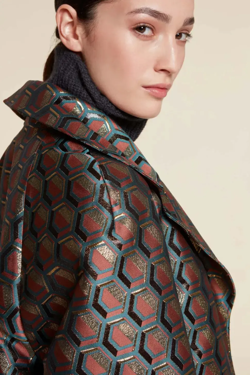 Padded coat with fur collar