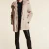 Parka coat with fur hood