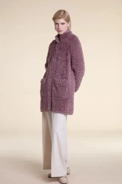 Pink sheared fur coat