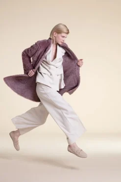 Pink sheared fur coat