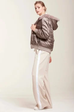 Puffer jacket with fur hood
