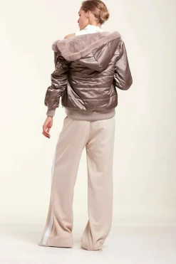 Puffer jacket with fur hood