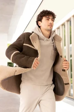 Real sheepskin coat mens