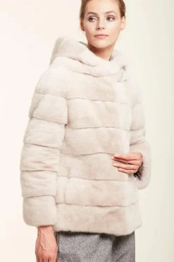 Reversible hooded mink jacket