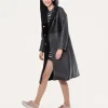 Reversible hooded sheepskin coat