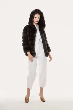 Russian sable hooded jacket