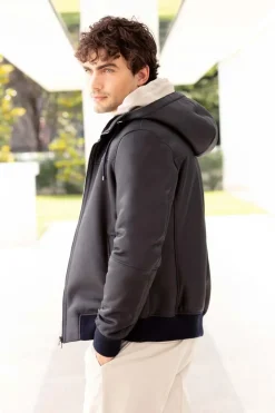 Shearling coat mens with hood