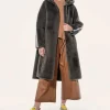 Shearling hooded coat