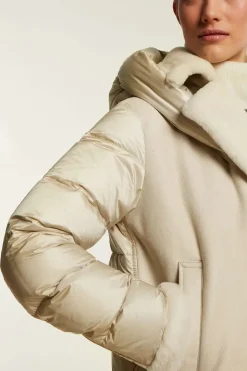 Shearling jacket with down inserts