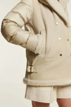 Shearling jacket with down inserts