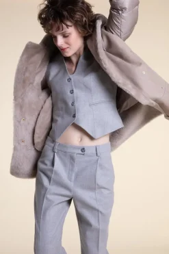 Shearling jacket with down sleeves