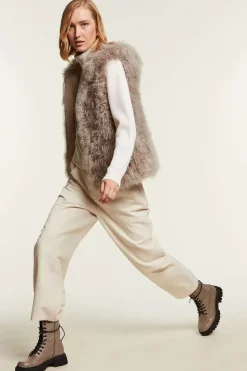 Shearling vest womens