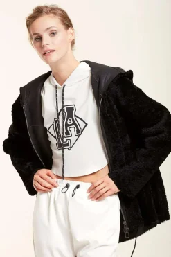 Sheepskin jacket with hood