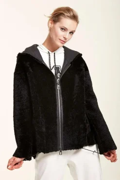 Sheepskin jacket with hood