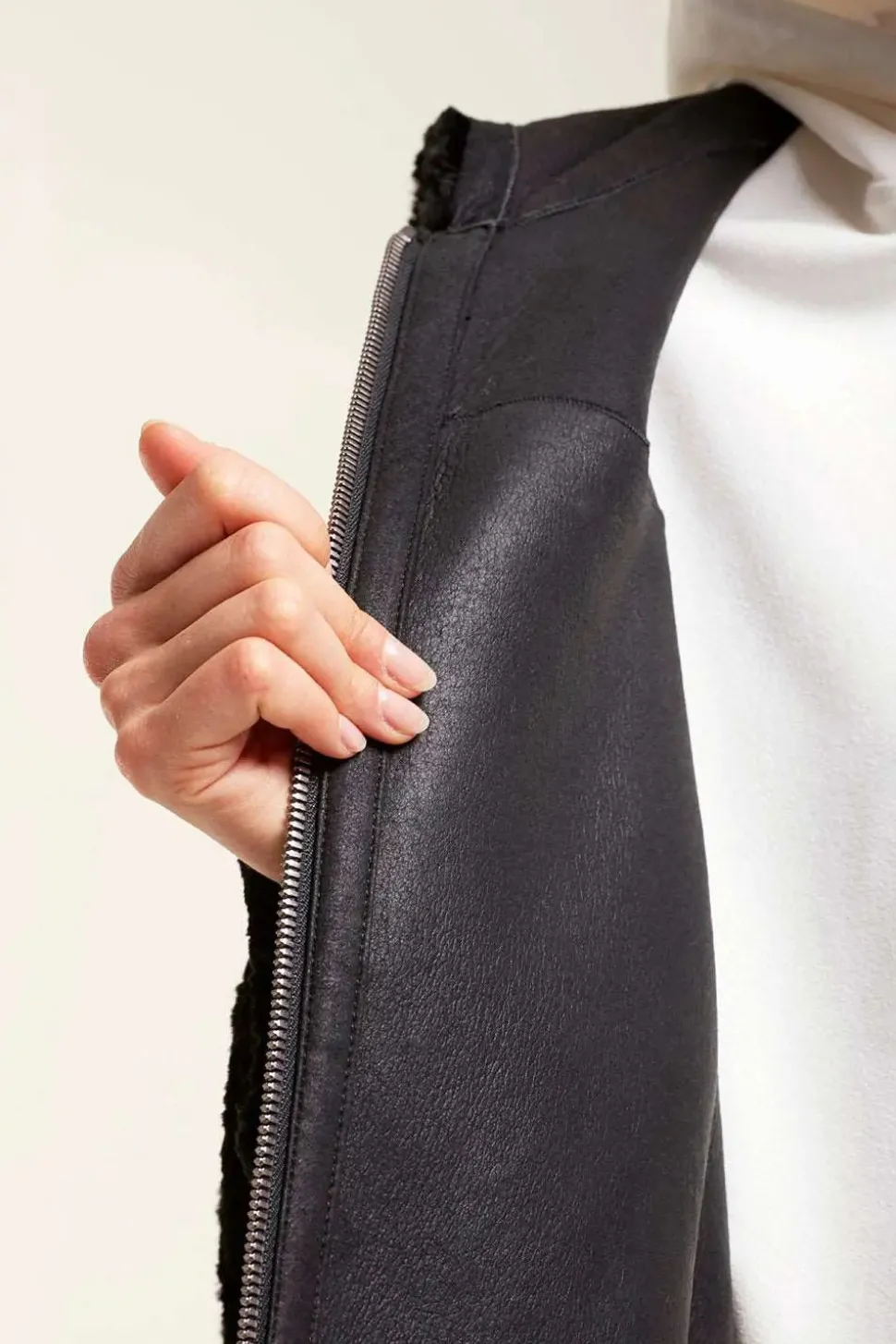 Sheepskin jacket with hood