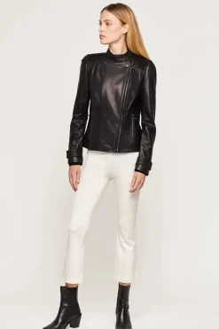Short black leather jacket