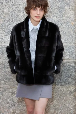 Short black mink jacket