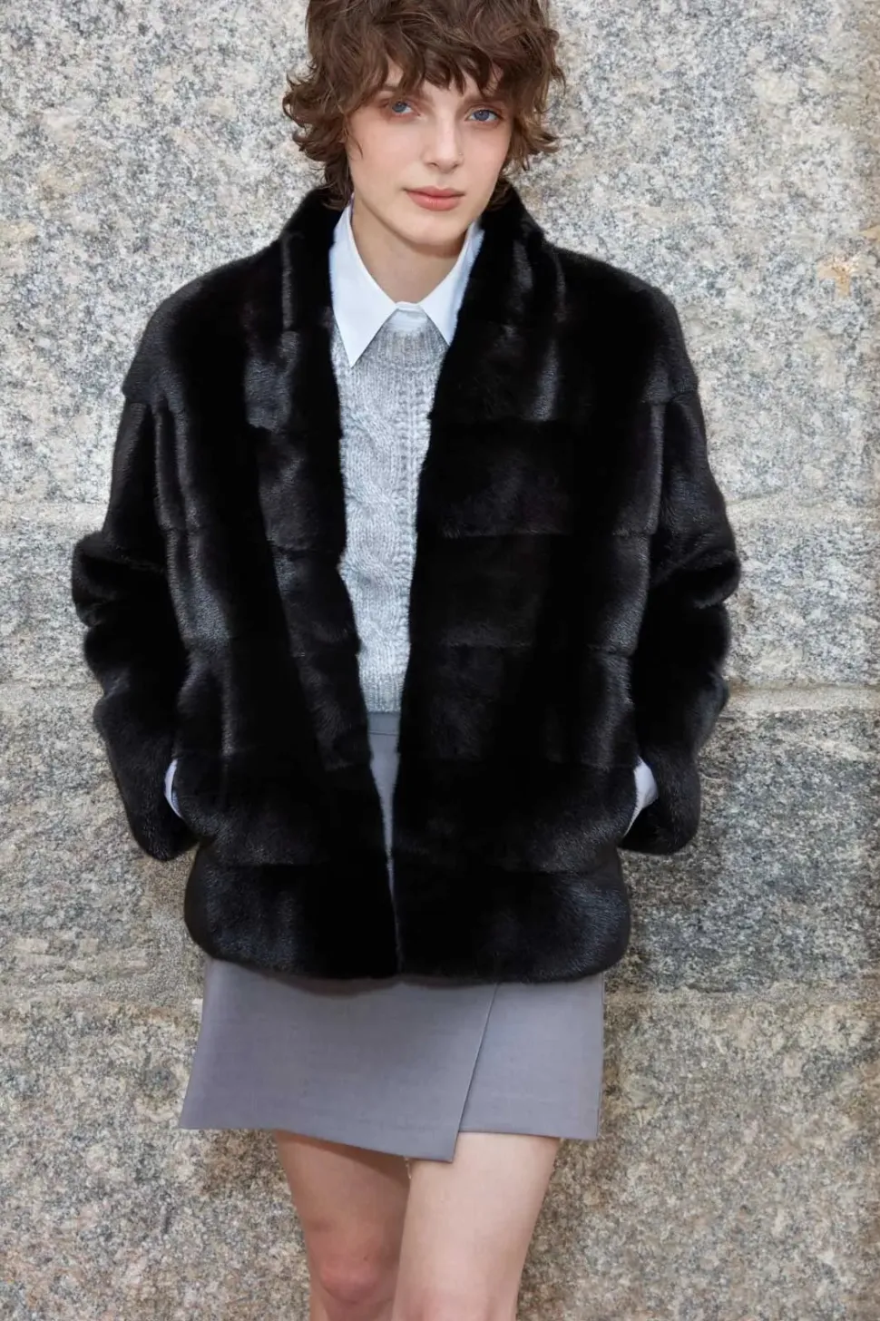 Short black mink jacket