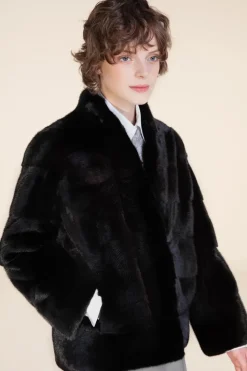 Short black mink jacket