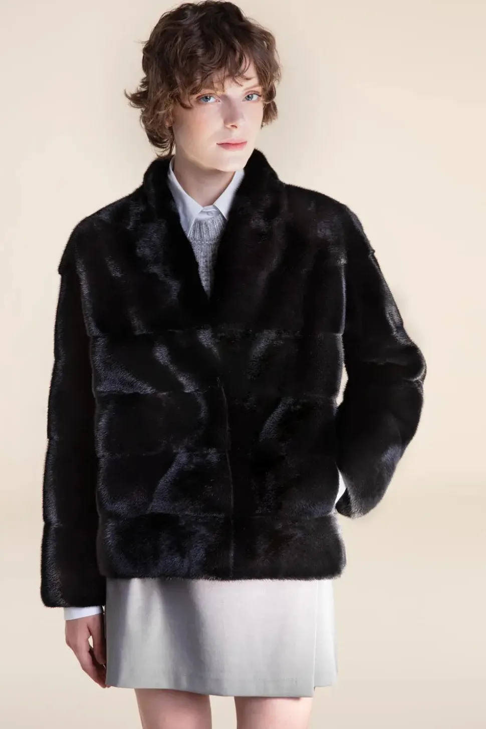 Short black mink jacket