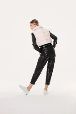 Short pink mink vest