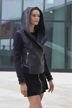 Womens blue leather jacket