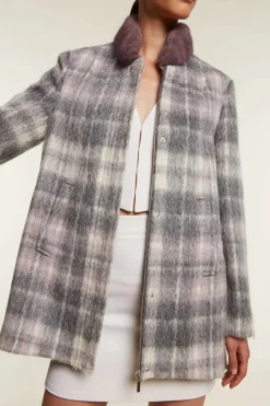 Womens jacket with mink fur collar
