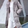 Womens puffer coat with mink fur hood