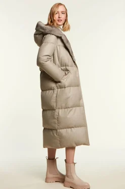 Womens puffer coat with mink fur hood