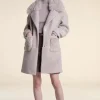 Wool coat with shearling collar